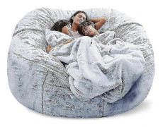 (135 x 65cm-snö ljusgrå) Lazy Soffa Sittsäck Konstgjord Päls Sittsäck (endast sittsäckar)