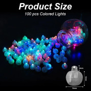 100 st LED Ballonglampor, Mini Runda LED Lysande Bollar, Ballonglampor för Födelsedag, Jul, Halloween, Fest och Bröllopsdekorationer (Färg