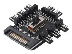 Datorfläkts Hub Splitter 8-vägs Hastighetskontroller 3-Pin Förlängningskabel SATA-gränssnitt