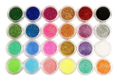 24 Burkar Glitter för Nageldekoration - Perfekt för Kreativa