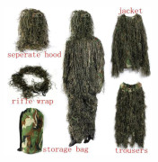5 i 1 Ghillie-dräkt 3D Lövkamouflage Kläder Kostymer Kamouflageplagg Inklusive Jacka Byxor Huva