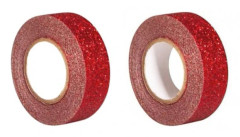 2 glittrande tejp 5 m x 1,5 cm - röd Röd