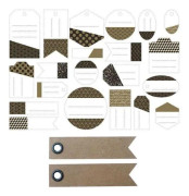 Perforerade etiketter - YOUDOIT - Svart, guld & vit - 21 delar - 20 kraftfanjonsetiketter - 5x1,2 cm