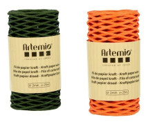 2 spolar med flätad tråd flasgrön/orange 2mm x 25 m