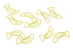 100 st Gem av papper Bärbara Mini Söta Bananform Rostfria Elektropläterade Metallgem Kontor