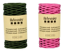 2 rullar krafttråd flaskegrön/fuchsia 2mm x 25 m