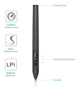 Huion PEN80 Uppladdningsbar Digital Penna Elektromagnetisk Resonanspenna med 2 Programmerbara Knappar för NEW 1060PLUS Ritplatta