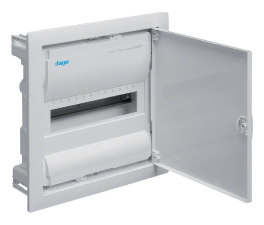 Hager Polo VOLTA 1x12 modular distribution board, flush-mounted, IP30 - VU12NE