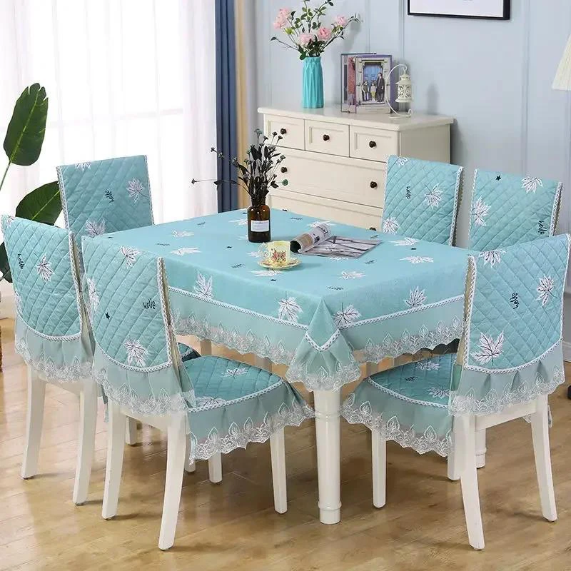 Spets Stolrygg Skrivbords- och Stolsöverdrag Hem Rektangulig Bordsduk Konst Bordsduk Matsalsstol Integrerad Kudde 130x150cm 1pcs