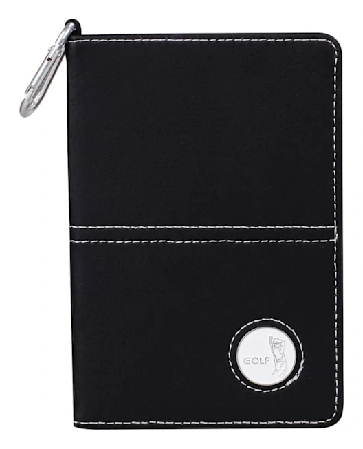Deluxe PU Läder Golf Scorecard Hållare Läder och Avståndsbok - Gratis Bollmarkering och Penna