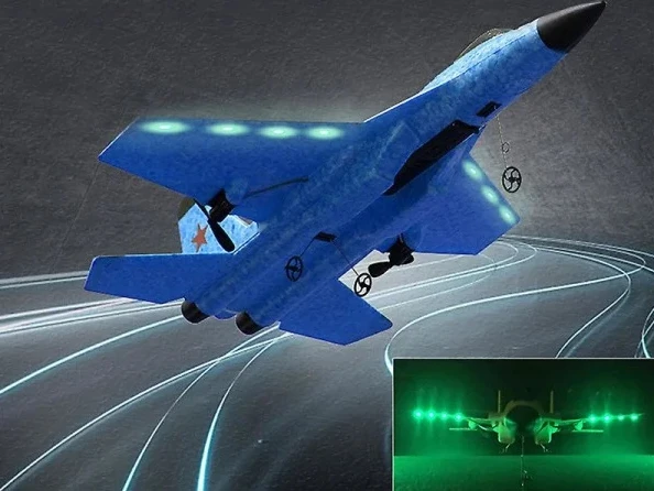 [CA] Nytt Su-35 Rc-flygplan 2,4 g fjärrkontroll Fighter Epp Skum Leksaker Barnpresent Blå One Size