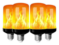 4-pack E27 Glödlampor med Flameffekt 4W Bas LED Flameffektlampor 4 Belysningslägen Dekorativa Inomhuslampor för Hem Trädgård Fest