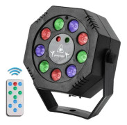 9-LED RGB Disco Party Ljusprojektor med Laser, Strobe & Blixt Effekter [YDE]