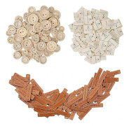 Handmade Labels with Love, Wooden Buttons, Fabric Labels and Leather Tags Set