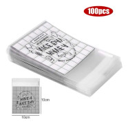 100 st Rutiga Krispiga Kakförpackningspåsar Ha en Bra Dag Självhäftande Påse Transparent Kexpåse 7x7cm 10x10xm (FMY) 10x10cm 100 st