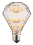 3W 2200K Varmgul Diamant LED-lampa - E26/E27 Skruvsockel, Transparent, Dekorativ Belysning
