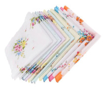 10 st Vintage blommiga bomullsnäsdukar för kvinnor, ficknäsdukar, set (FMY) flerfärgade 30x30cm