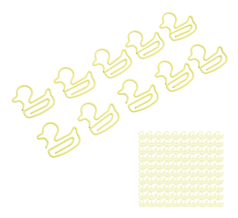100 st Gemensamma pappersklämmor Gul anka form Lättvikt Bärbar Elektropläteringsprocess Metall Gem