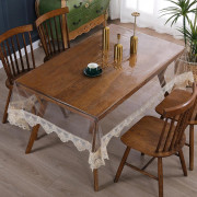 Transparent PVC Duk Vattentät och Oljebeständig Spets Kaffebordsmatta Halkfri och Tvättfri Mjuk Glasduk 85x85cm