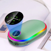 Uppladdningsbar handvärmare i ett stycke, 10000mAh USB Handvärmare Power Bank Fickåteranvändbar Elektrisk Handvärmare med LED-display och färgljus C