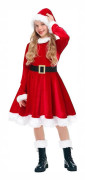 Girls Mrs. Santa Claus Costume Kids Red Santa Suit for Christmas Party 130cm
