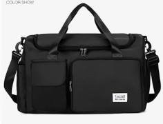 Piece Gymväska, Resväska Duffelväska, Stor Kapacitet Bärbar Vikbar Lättviktig Vattentät Helg Sport Handbagage Väska Svart Black