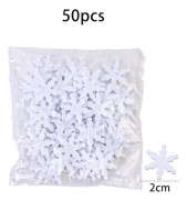 50/100 st Vita Snöflingor Juldekoration Julgransprydnader Hantverk DIY Tillbehör (FMY) 2cm-50Pcs