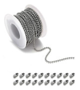 10m Kulkedjehalsband i rostfritt stål med 20 st anslutningslås Silverpärlkedjeset (FMY) 2,5mm