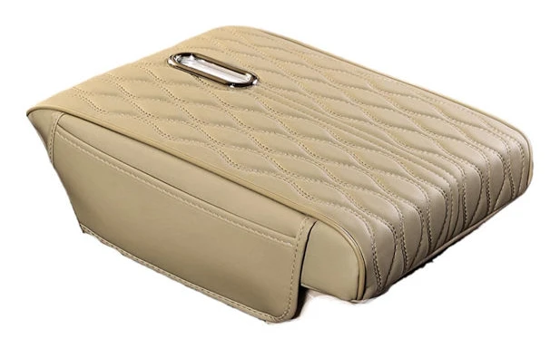 Bil Multifunktionell Armstöd Box Höjd Pad med Pappersficka - Vågmönster Beige Beige