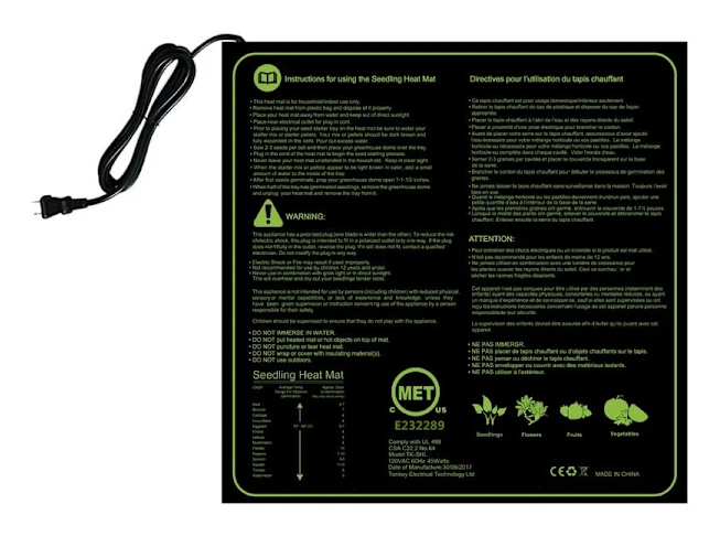Elektrisk värmematta för 1 rum, uppvärmd matta för plantor med elektronisk trädgårdsodling och groddning med förvaringsväska 50 x 52,5 cm