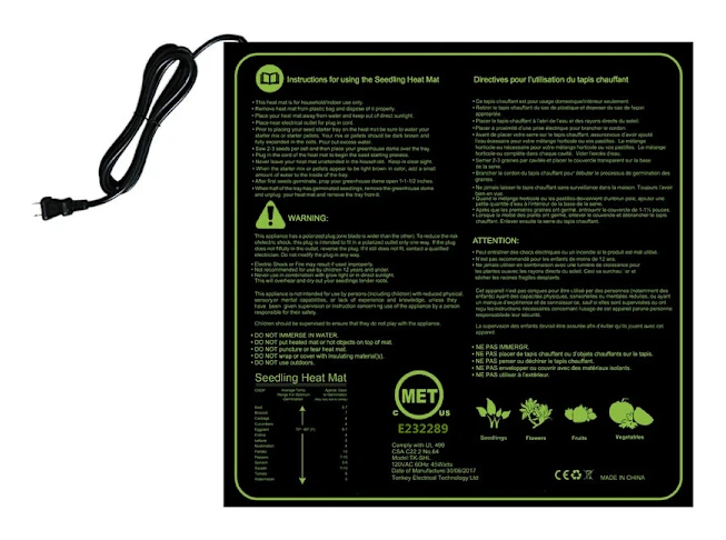 Elektrisk värmematta för 1 rum, uppvärmd matta för plantor med elektronisk trädgårdsodling och groddning med förvaringsväska 50 x 52,5 cm