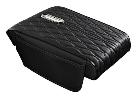 Bil Multifunktionell Armstöd Box Höjd Pad med Pappersficka - Vågmönster Black Black