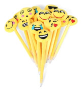 24 Emoji-kulspetspennor, slumpmässigt mönster 21 cm plysch Emoji-penna mjuk söt kulspetspenna för barn födelsedagspresent festpåse fyllning