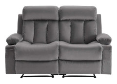 Elektrisk Recliner - DUOKU - 2 Sittplatser - Massage och Värme - Mjuk Sammet - Grå Grå