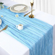 Polyester Skrynklig Bordslöpare - 90cm x 300cm - Fest & Bröllopsdekoration, mångsidig bordsdekoration för alla tillfällen Blue Blue
