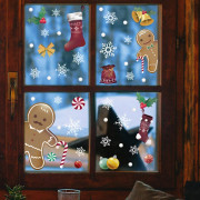 Jul Snöflinga Pepparkaksgubbe Fönsterdekal Snöflinga Fönsterdekal Hemmakontor Jul Barn Fönsterdekoration