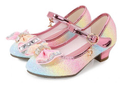 Flickskor Bröllopsfest Klackar Mary Jane Prinsessa Paljettrosett Låg Klack - Färgrik - Storlek 35 Colorful Size 35