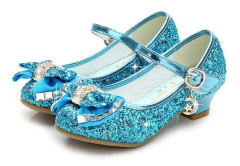 Flickskor Bröllopsfest Klackar Mary Jane Prinsessa Paljettrosett Låg Klack - Blå - Storlek 30 Blue Size 30