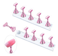CQBB Nagelställ för press på nagelskärm, magnetiska falska naglar 2 set Pink