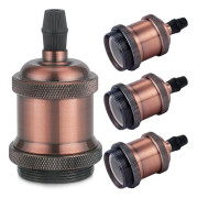 Vintage E27 Solid Socket Aluminium Keramisk Lamphållare Edison Skruvlampa Sockeladapter DIY Vägg Bords Golvlampa Taklampa Röd Koppar Set om 4