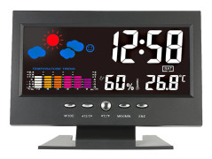 Multifunktionell Inomhus Färgglad LCD Digital Temperatur Luftfuktighetsmätare med Bakgrundsbelysning Colorful Display svart