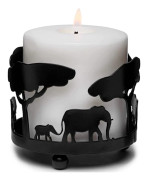 Metall Djur Ljusplatta, Elefant Silhuett Ljusstakehållare, Tealight Ljusstativ För Restaurang, Skogstema Dekor, Svart Ljusstake Fo