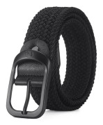 New Elastic Braided Men's Belt - 120 cm Black Black