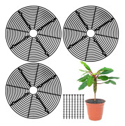 3-pack Plant Pot Protector, Plant Protection Against Animals, Flower Pot Grid with Center Cutout, Flower Protection, Soil Guard (Black, 30 cm)