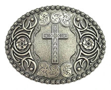 Western Bältesspännen för Män Kvinnor Rodeo Cowgirl Cowboy, Vintage Religiöst Kors Tro Bältesspänne