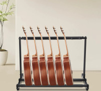 Gitarrställ och rack - Golvställ för 7 gitarrer - Hopfällbart - Järnram - Skum/gummi-skydd - Avstånd mellan tvärstag 19 cm - Fackavstånd 10,5 cm
