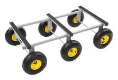 Allterräng transportvagn/möbelhund - 6-hjulig möbelrulle - 544,31 kg lastkapacitet - 25,4 cm hjul - Kolstål/Gummi - 111,46×65,71×33,83 cm - Grå