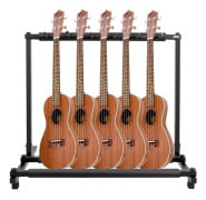 Gitarrställ - 7-plats vikbart rack - Järnram med skumkuddar - Rundade tappar - Gummifötter - För klassisk/elgitarr - Grön