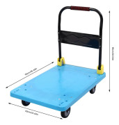 Transportvagn - Plattformsvagn - Lastkapacitet 400 kg - Halkskyddad PP-plattform - Fällbar - Hög kvalitet - Blå