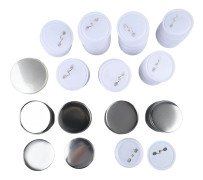 100 Set Nål-baksida Knappdelar 2,3 tum Diameter Plåt Plastbas Knapptillverkningsmaterial för Badge